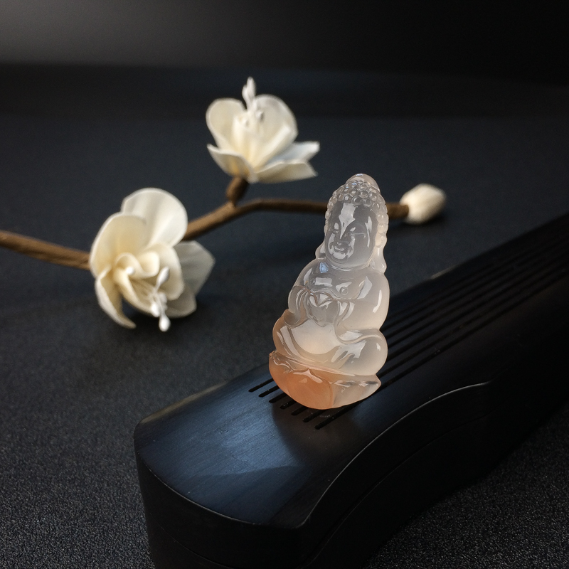 天然冰飘南红观音吊坠-红掌柜