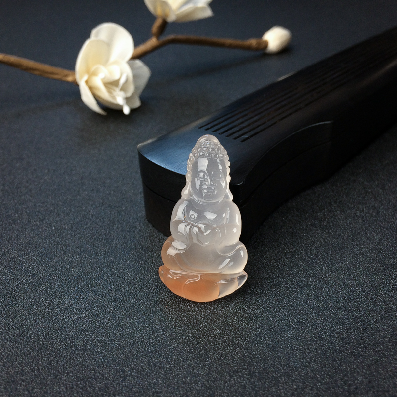 川料天然冰飘南红观音吊坠-红掌柜