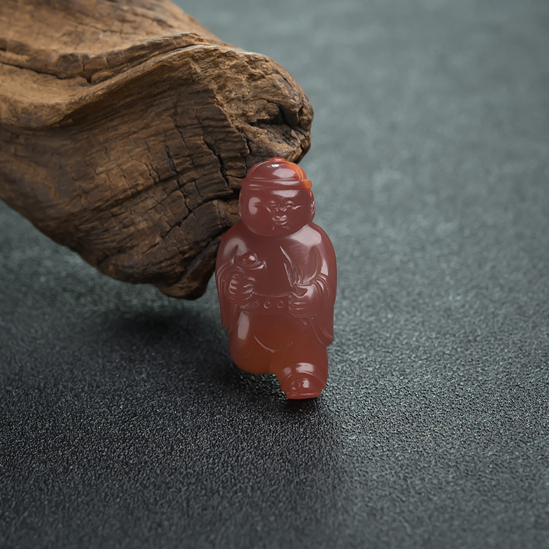 冻料南红送财童子吊坠-红掌柜