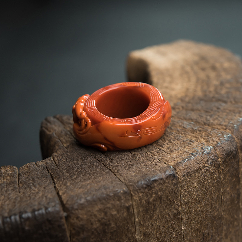 四川南红龙凤扳指-红掌柜