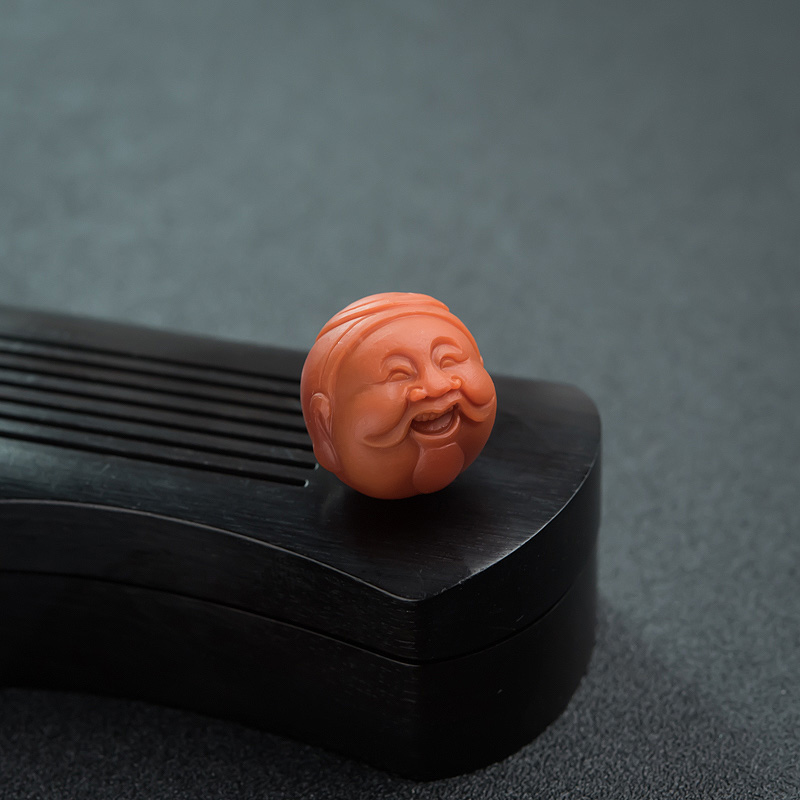 天然柿子红南红财神配件-红掌柜