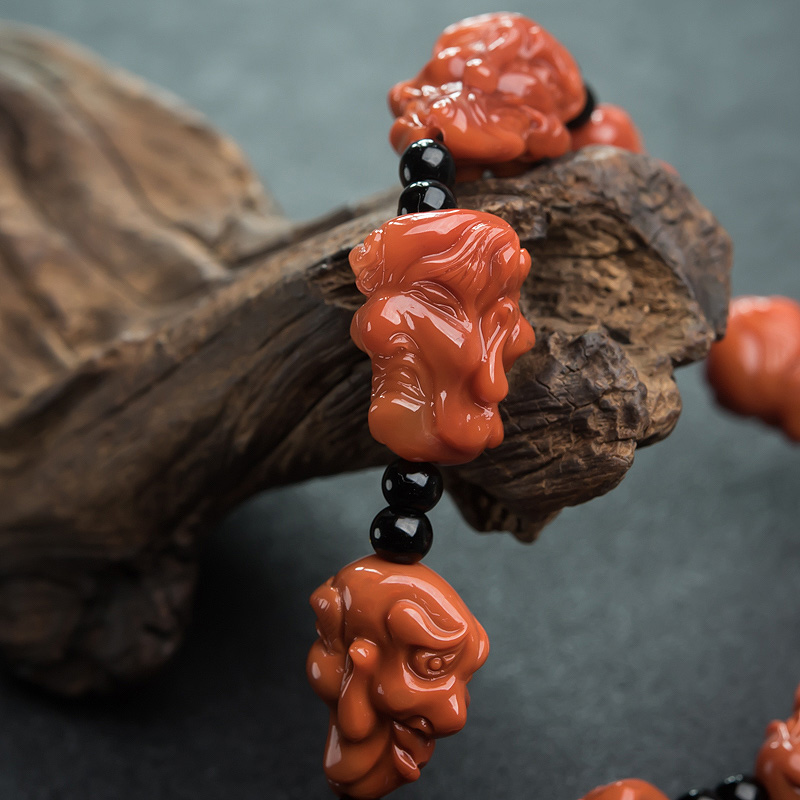 天然南红十八罗汉手持-红掌柜