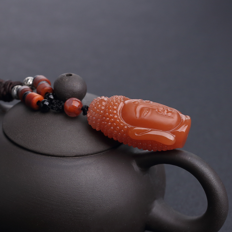 四川天然樱桃红南红吊坠-红掌柜