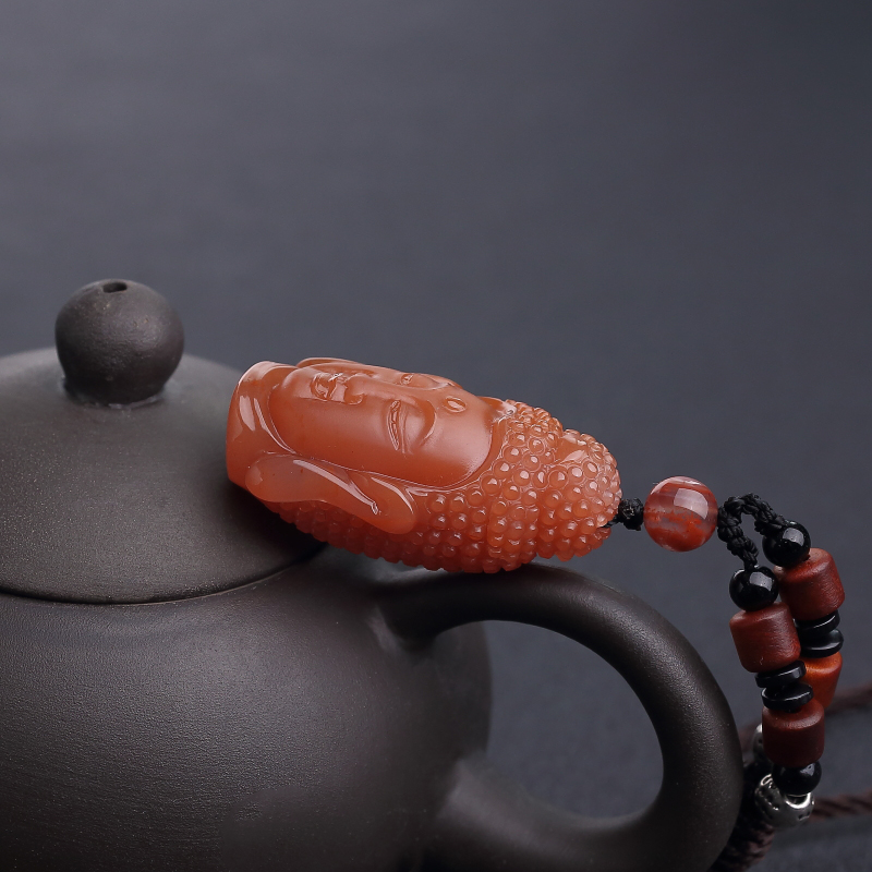 樱桃红南红佛头吊坠-红掌柜