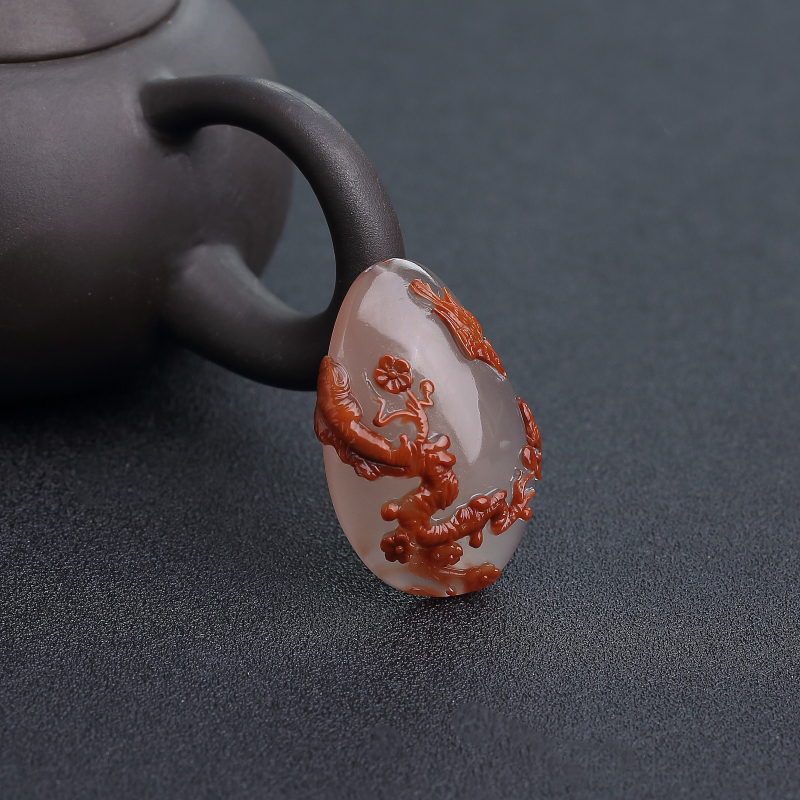 天然冻料南红喜上眉梢吊坠-红掌柜