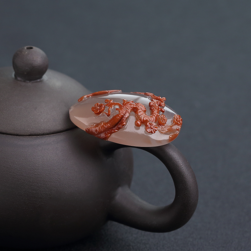 冻料南红喜上眉梢吊坠-红掌柜