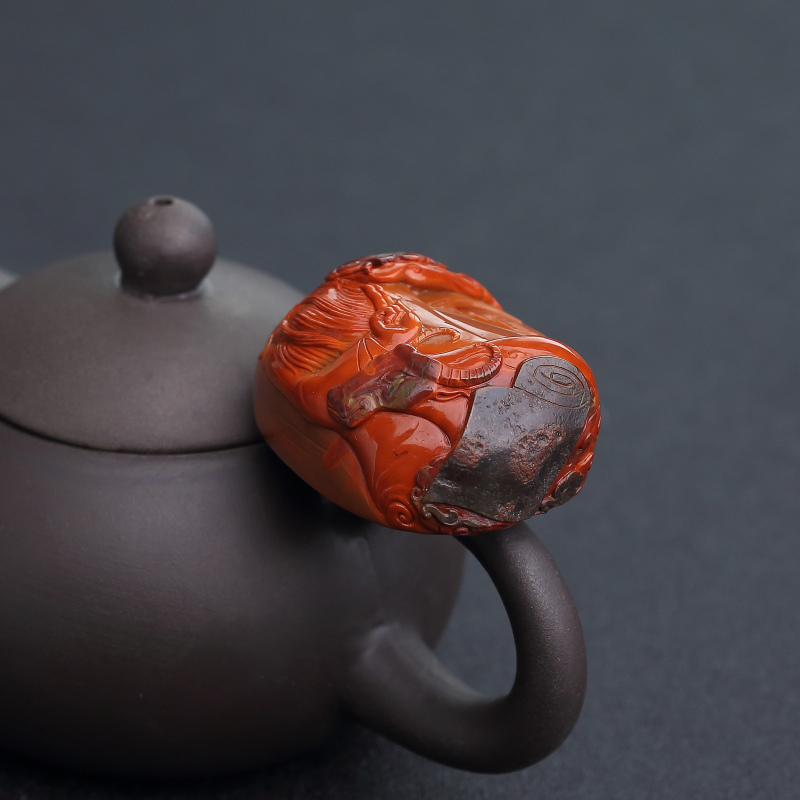 四川天然南红得道吊坠-红掌柜