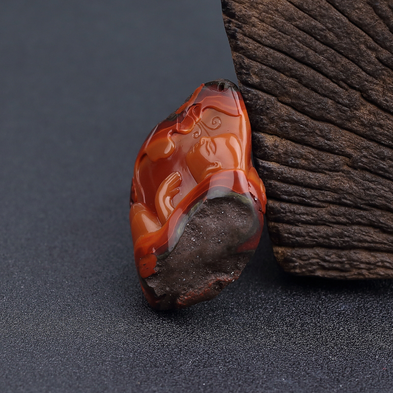 川料铁皮包浆料南红悟道吊坠-红掌柜