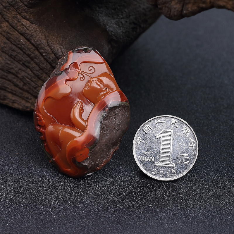 川料南红悟道吊坠-红掌柜