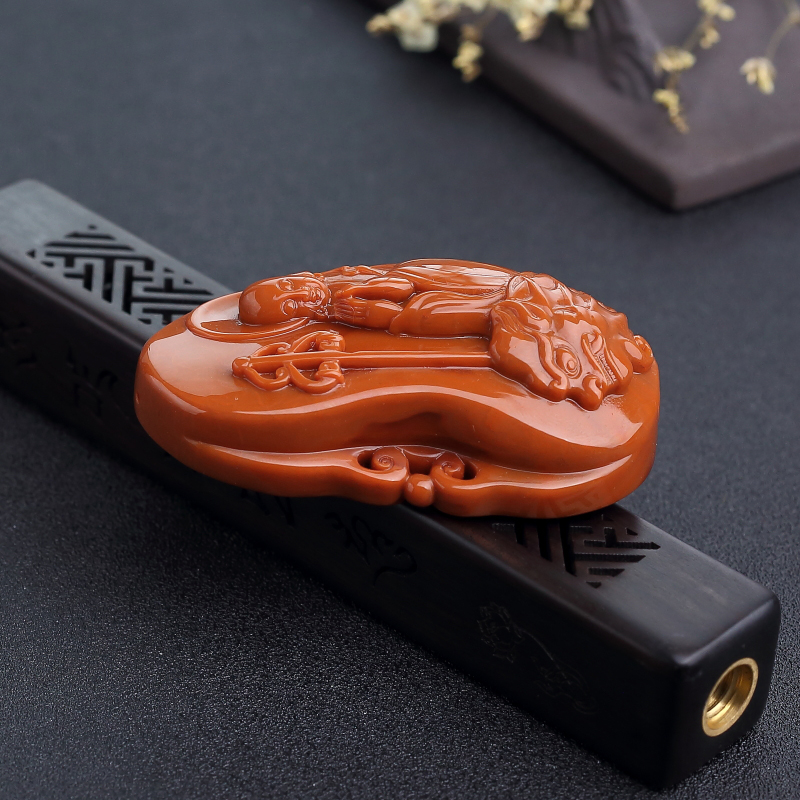 天然南红地藏王菩萨吊坠-红掌柜