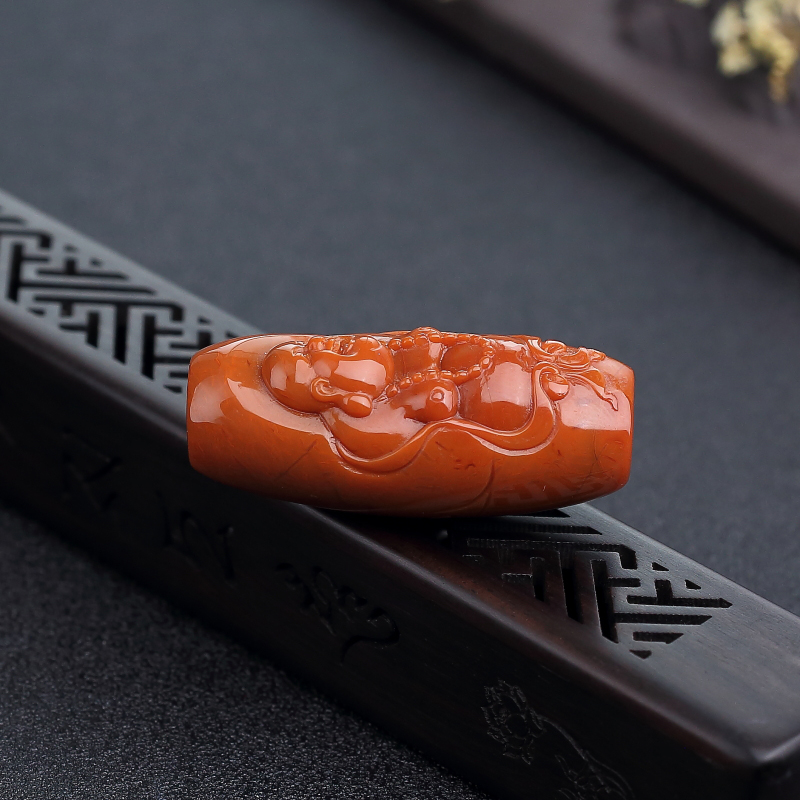 天然南红桶珠-红掌柜