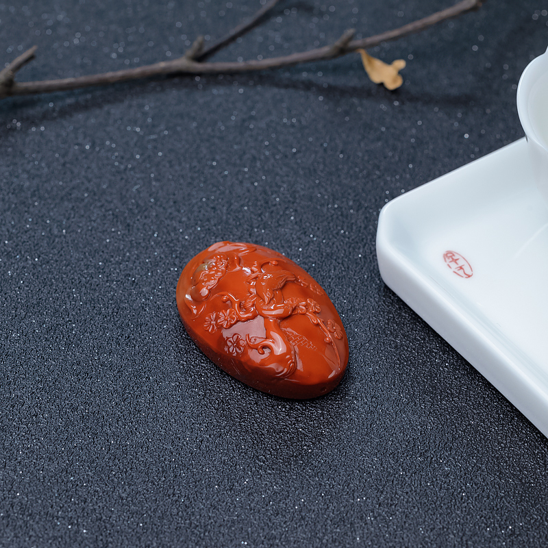 柿子红南红喜上眉俏挂坠-红掌柜