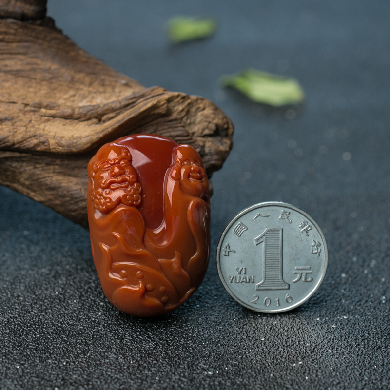 柿子红南红吊坠-红掌柜