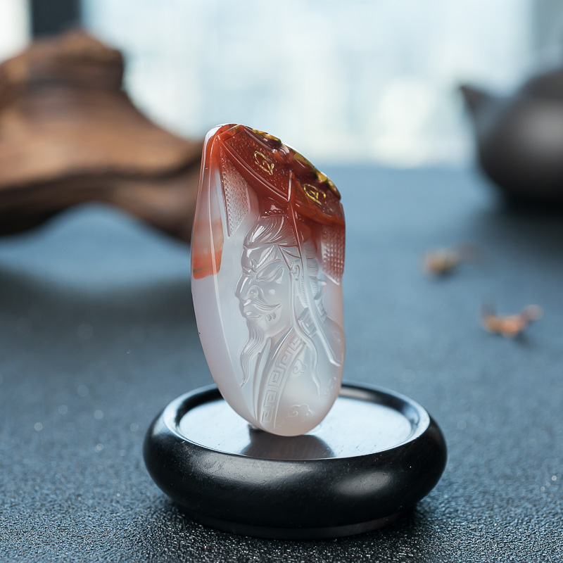天然南红秦始皇吊坠-红掌柜