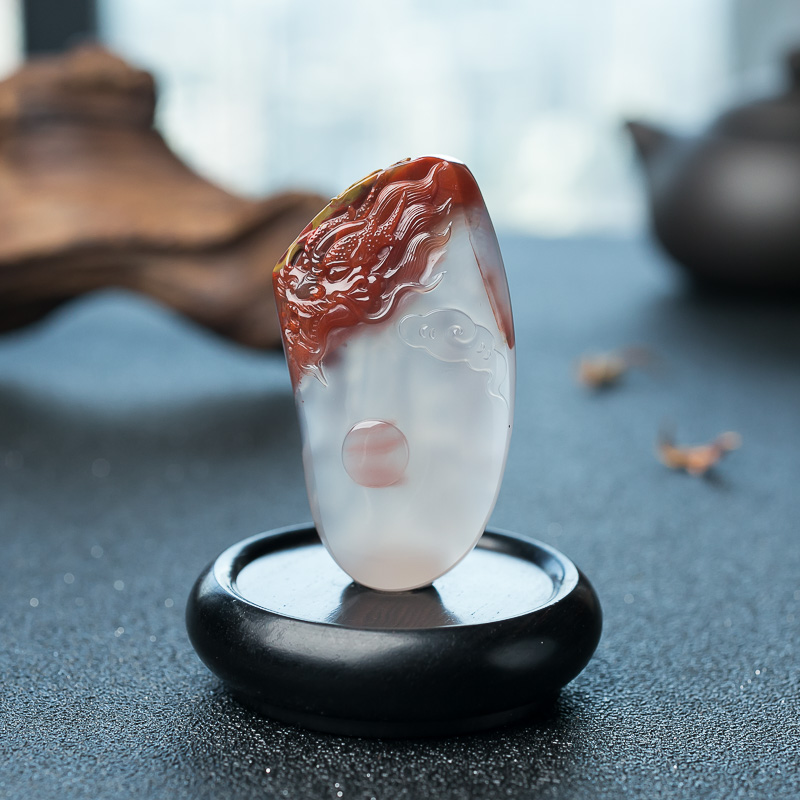 冰飘料南红秦始皇挂坠-红掌柜