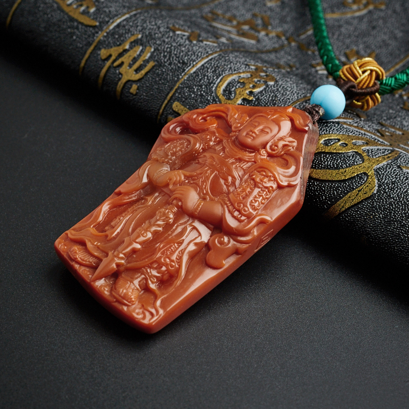 柿子红满肉韦陀菩萨吊坠 - 红掌柜