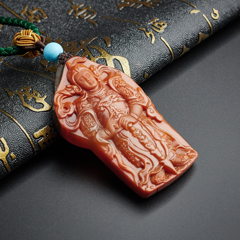 川料满肉韦陀菩萨吊坠 - 红掌柜