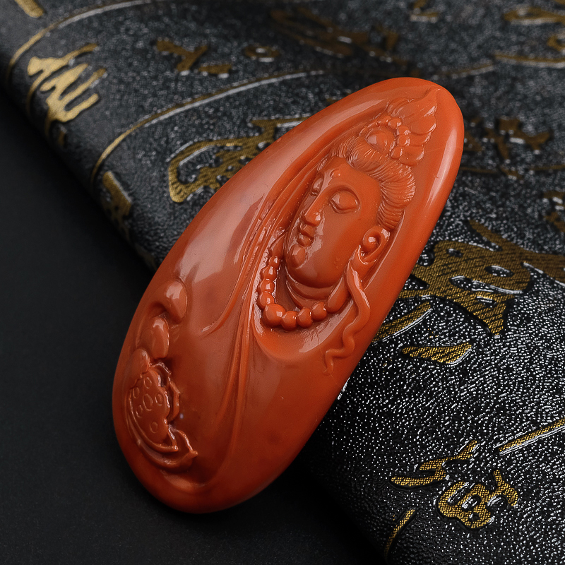 柿子红南红观音吊坠-红掌柜珠宝