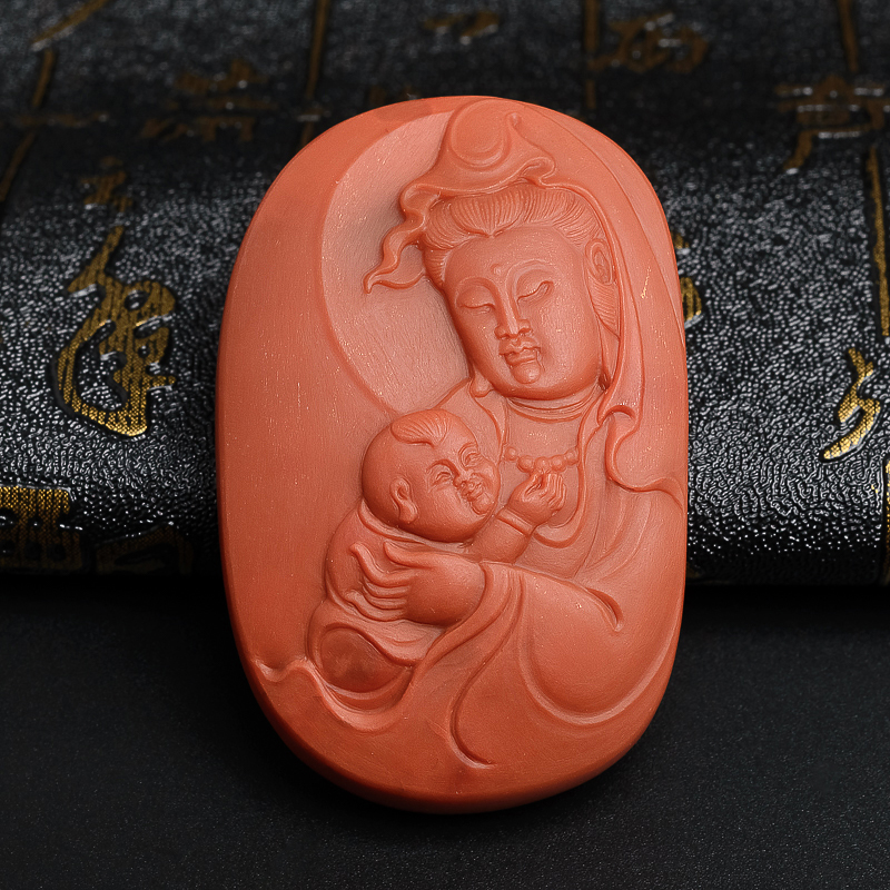 南红送子观音吊坠-红掌柜珠宝