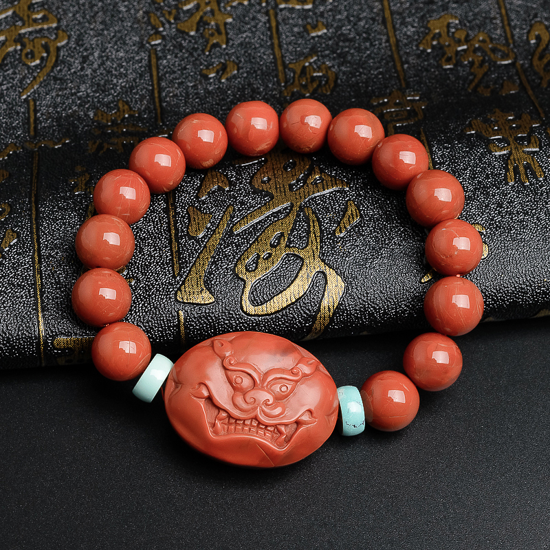 柿子红满肉南红兽首手链 - 红掌柜珠宝