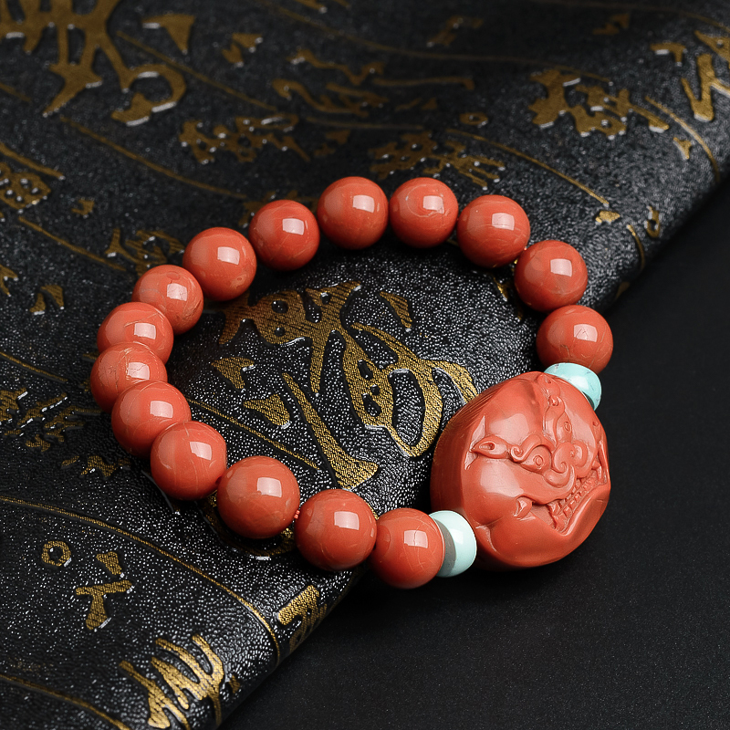 柿子红满肉南红兽首手链 - 红掌柜珠宝
