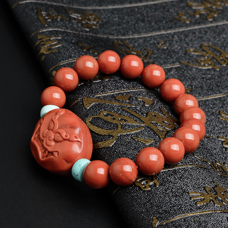 柿子红满肉南红兽首手链 - 红掌柜珠宝