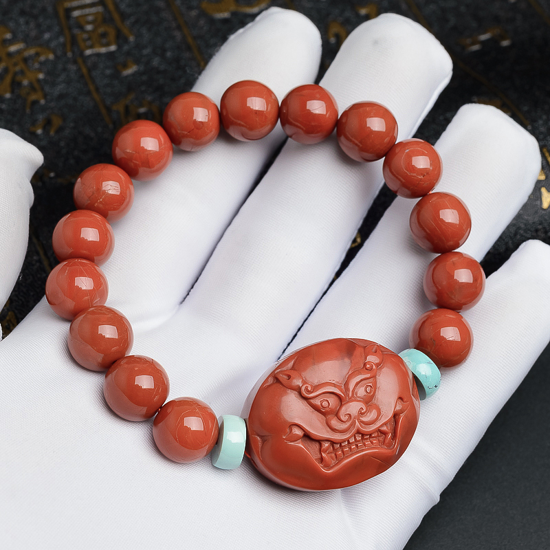 柿子红满肉南红兽首手链 - 红掌柜珠宝