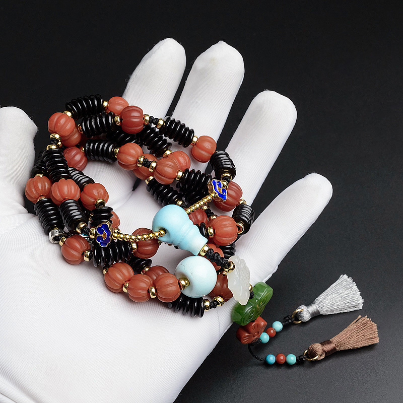 柿子红南红项链-红掌柜珠宝