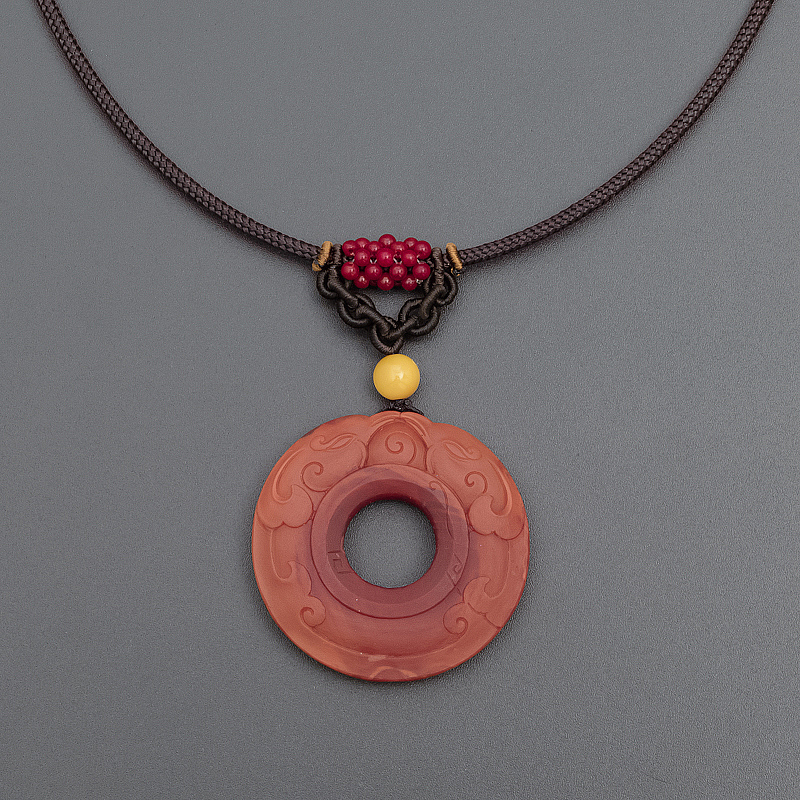 柿子红南红平安扣吊坠-红掌柜