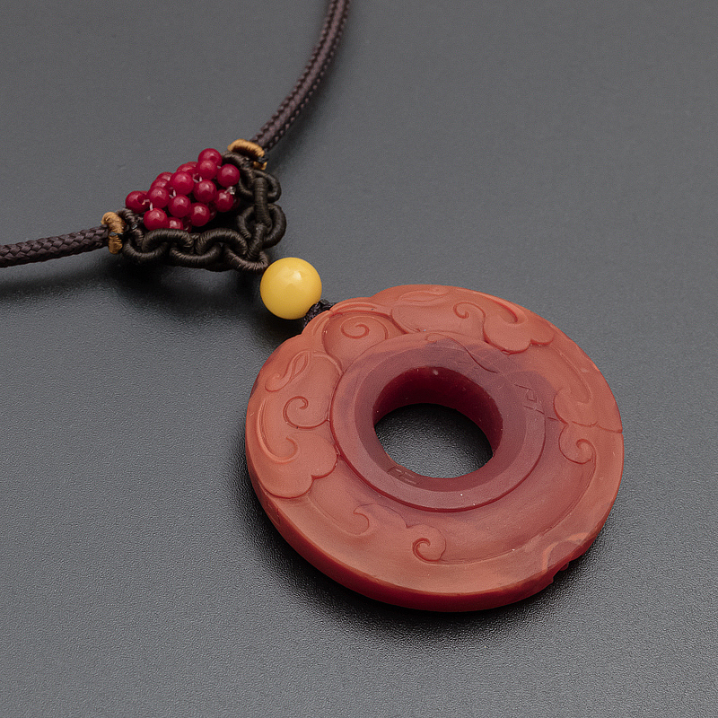 南红仿古平安扣吊坠-红掌柜