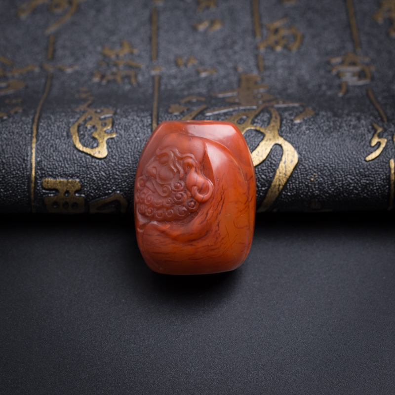 柿子红南红达摩吊坠-红掌柜珠宝