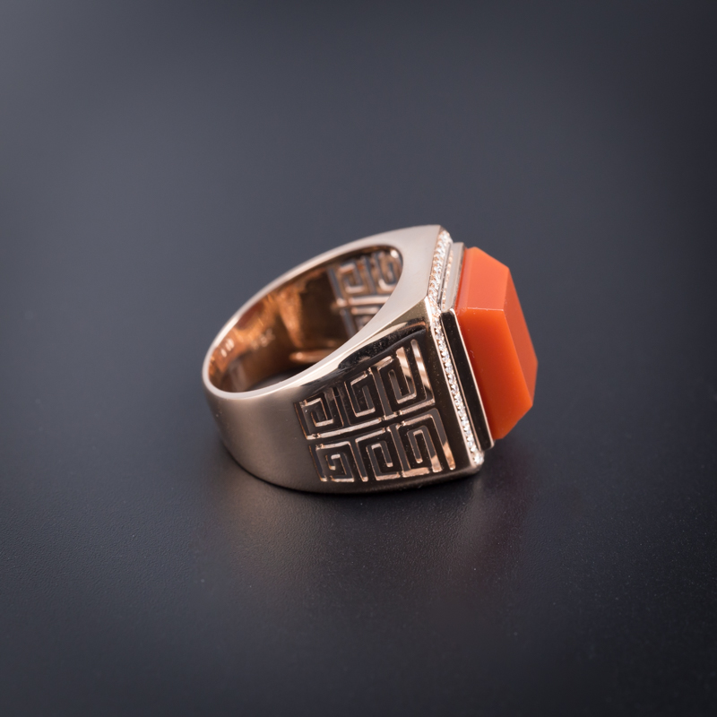 柿子红南红戒指-红掌柜珠宝