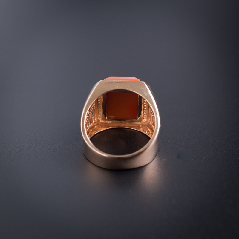 南红方形戒指-红掌柜珠宝