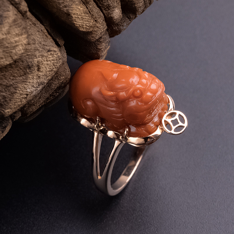 川料满肉柿子红南红貔貅戒指-红掌柜