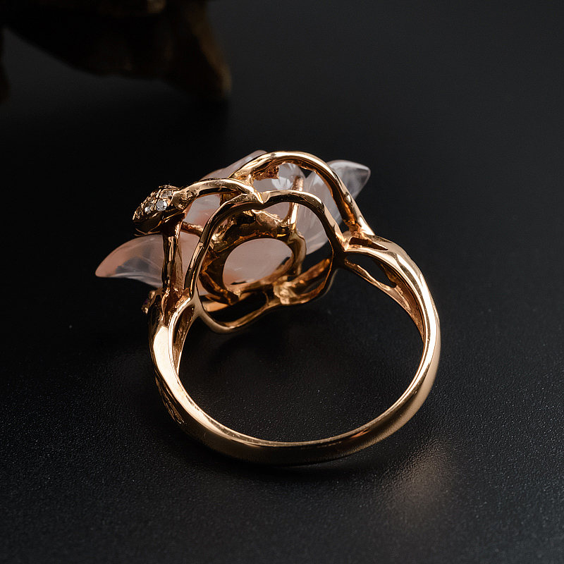 18K金镶嵌南红冰飘玫瑰红戒指-红掌柜