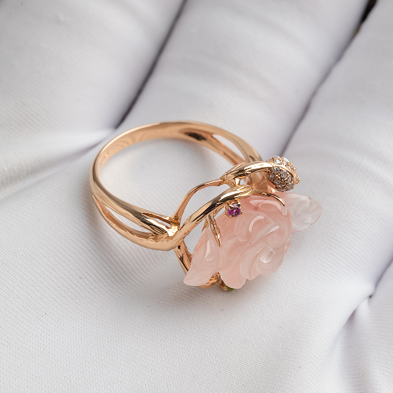 南红冰飘玫瑰红戒指-红掌柜