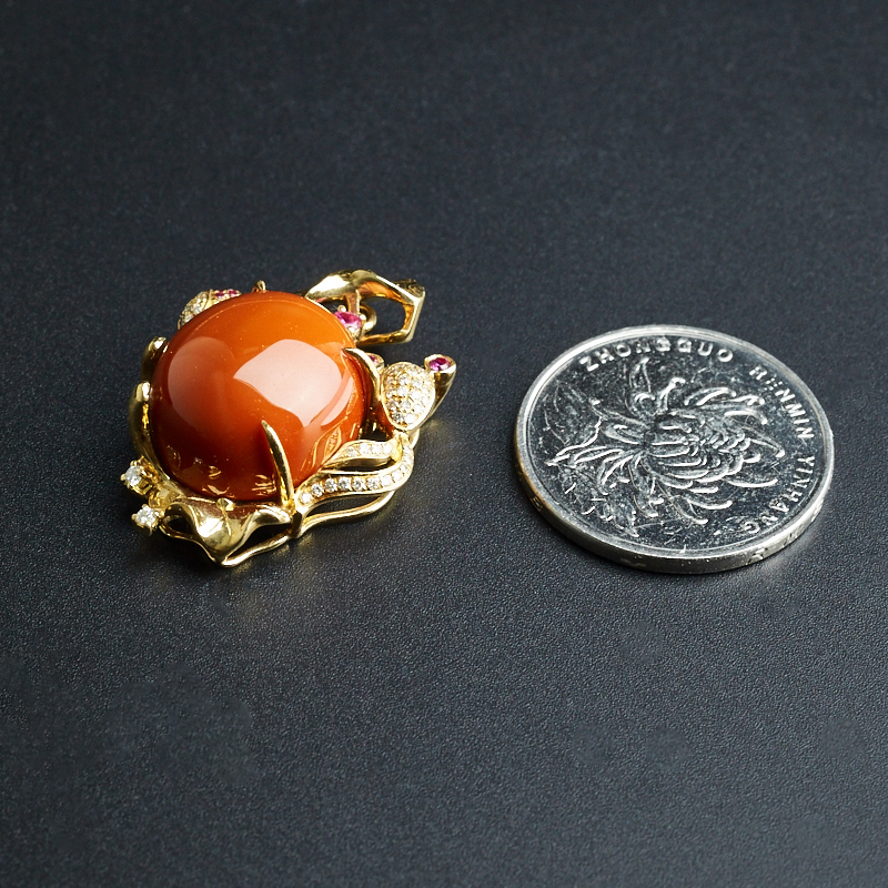 川料柿子红南红吊坠-红掌柜