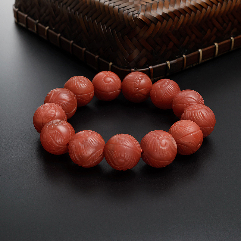 柿子红南红手串-红掌柜