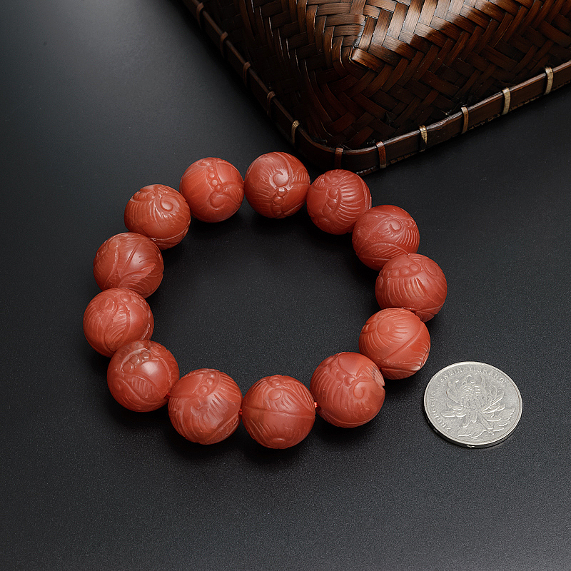 川料柿子红南红手串-红掌柜