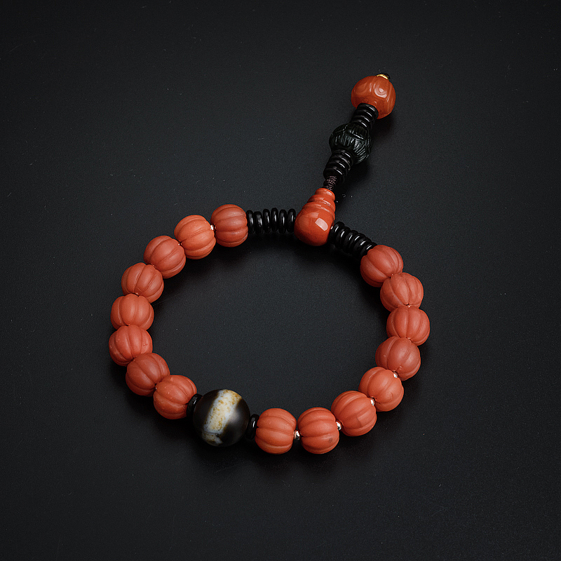 保山柿子红南红南瓜手串-红掌柜