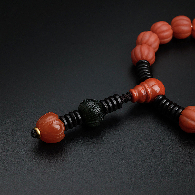 天然南红南瓜手串-红掌柜