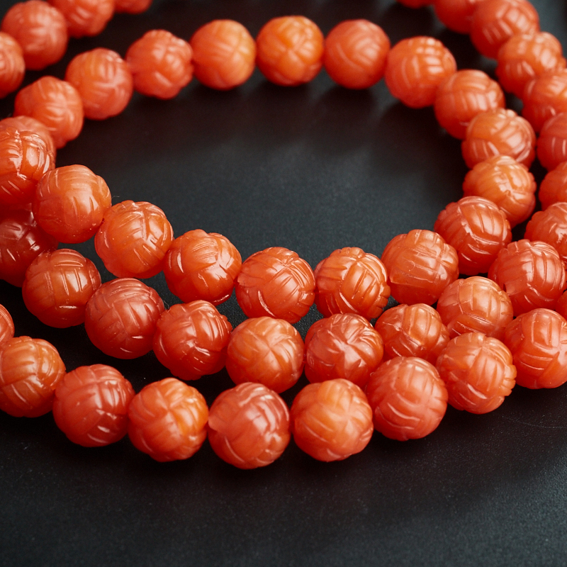 川料柿子红南红佛珠-红掌柜