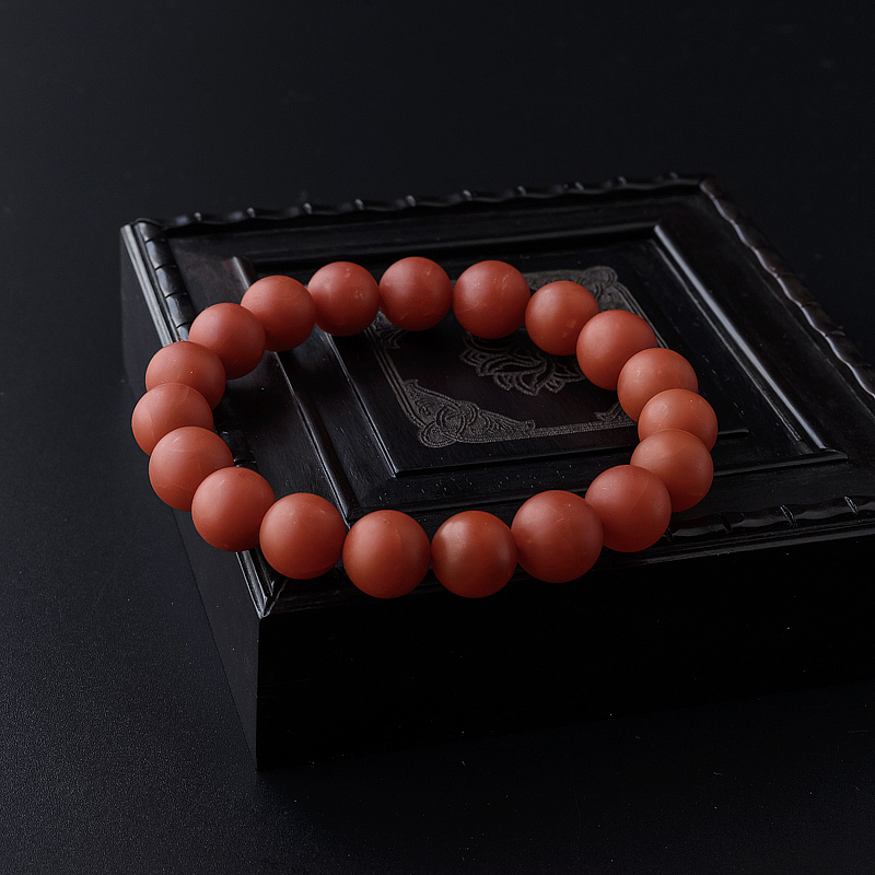 保山柿子红满肉南红圆珠手串-红掌柜