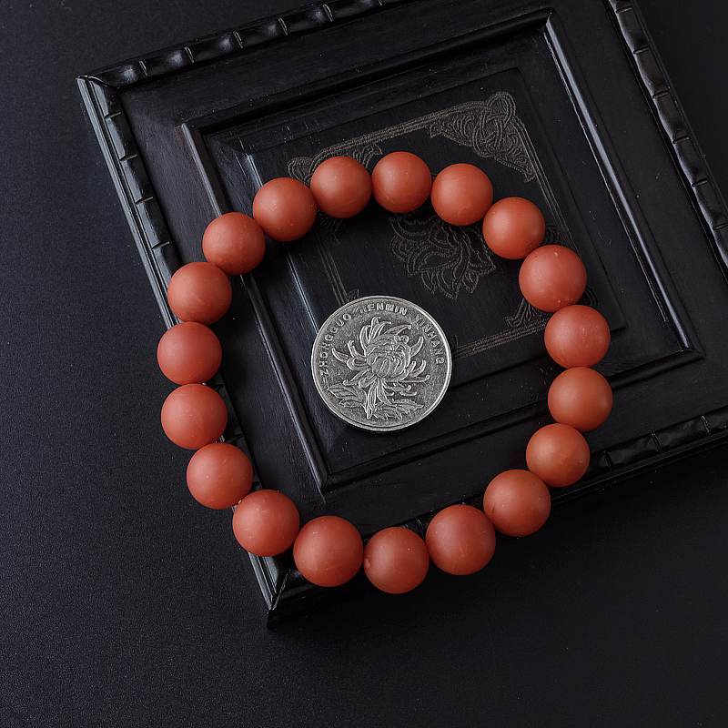 满色满肉南红圆珠手串-红掌柜