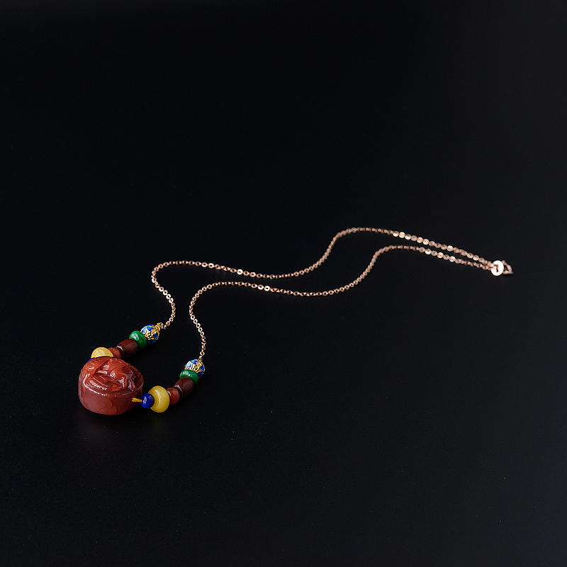 南红金鱼锁骨链 - 红掌柜