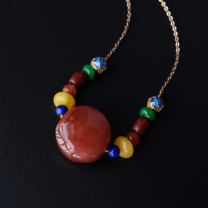 柿子红南红锁骨链 - 红掌柜