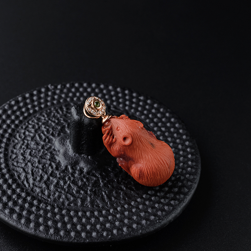 川料天然南红老鼠吊坠-红掌柜