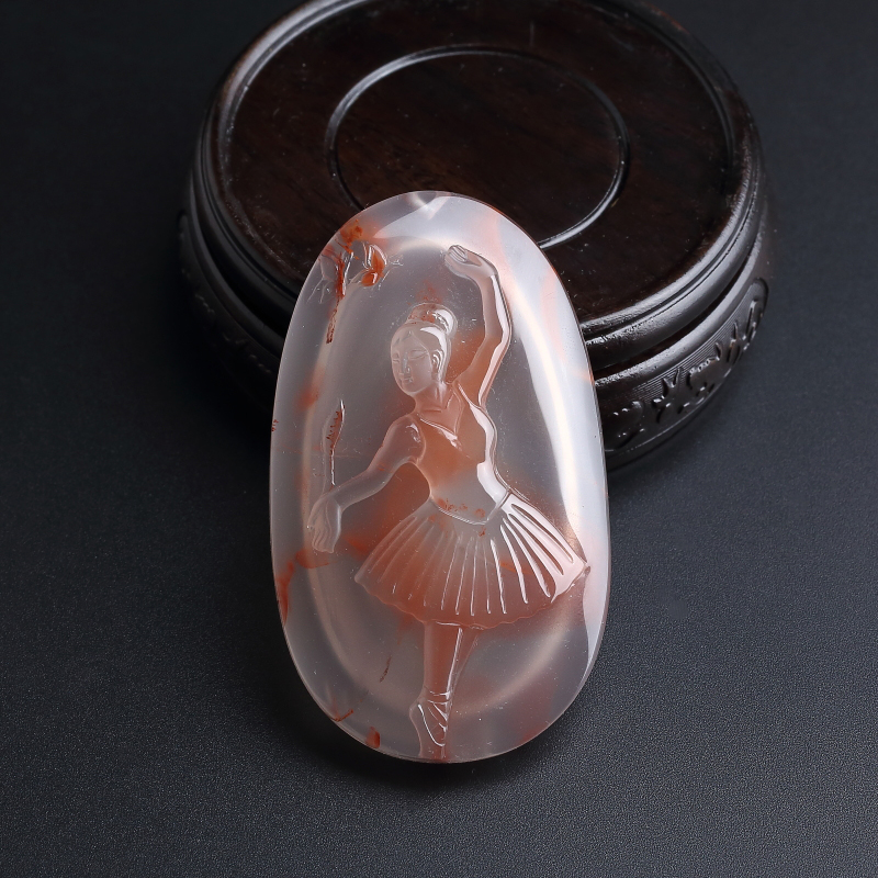 冰飘南红芭蕾少女吊坠-红掌柜