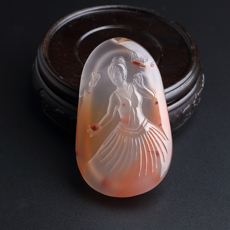 冰飘南红芭蕾少女吊坠-红掌柜