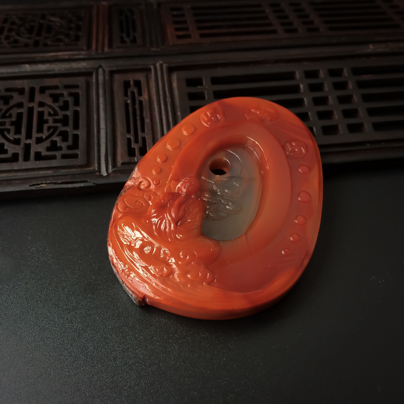 柿子红南红立地成佛吊坠-红掌柜